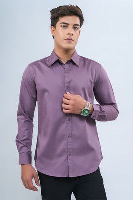HIKAA Men Solid Casual Purple Shirt
