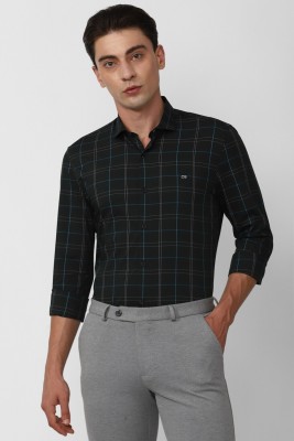 PETER ENGLAND Men Checkered Formal Black, Yellow, Light Blue Shirt