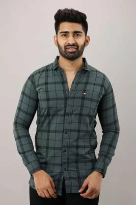 D GENRATION X Men Checkered Casual Grey Shirt