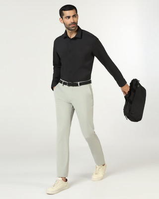 SHINE MART Men Solid, Self Design, Color Block Formal Black Shirt