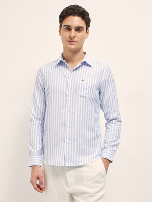 THE BEAR HOUSE Men Striped Casual Blue Shirt