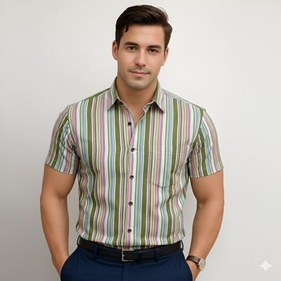 HouseOfCommon Men Printed Casual Grey, White Shirt