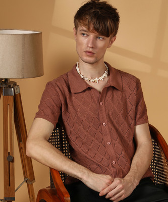 CAMPUS SUTRA Men Self Design Casual Brown Shirt