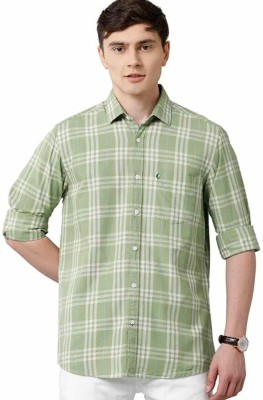 KRISHNA Men Checkered Casual Green Shirt