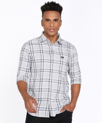 The Indian Garage Co. Men Checkered Casual Grey Shirt