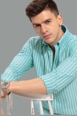 U TURN Men Printed Casual White, Light Green Shirt