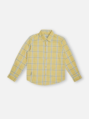 Pepe Jeans Boys Checkered Casual Yellow Shirt