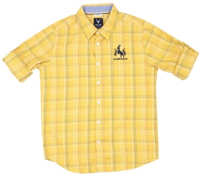 Allen Solly Boys Checkered Casual Yellow Shirt