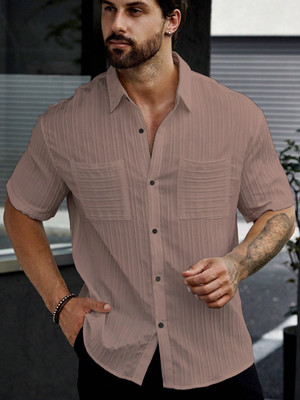 METRONAUT Men Self Design Casual Beige Shirt
