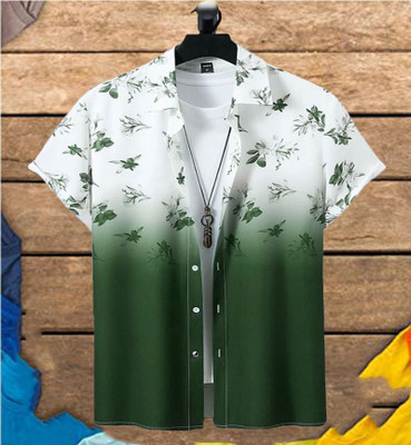 Radha Krishna Fashion Men Printed Casual Green, White Shirt