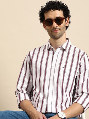 United Colors of Benetton Men Striped Casual Blue Shirt