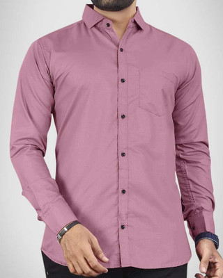 Nmore Men Solid Casual Pink Shirt