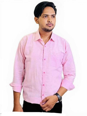 AS ENTERPRISES Men Solid Casual Pink Shirt