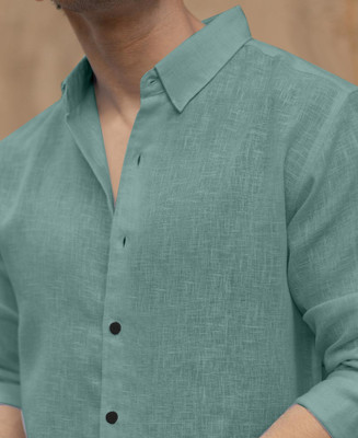 savani taxtile industries Men Solid, Self Design Casual Light Blue Shirt