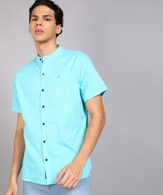 WROGN Men Solid Casual Blue Shirt