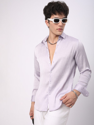 VASTRADO Men Solid Casual Purple Shirt