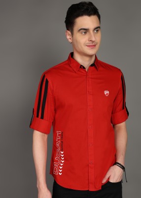 DUCATI Men Color Block Casual Red Shirt