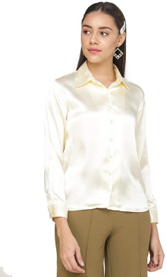BOWRAIN Women Solid Casual Cream Shirt