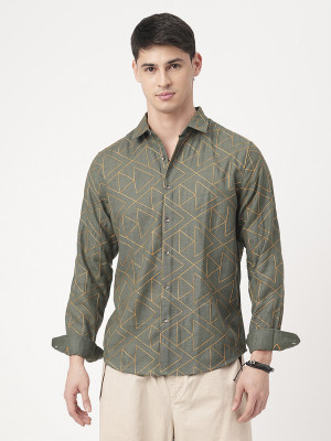 VASTRADO Men Embroidered Casual Green Shirt