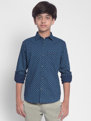 CRIMSOUNE CLUB Boys Printed Casual Blue, Dark Blue Shirt