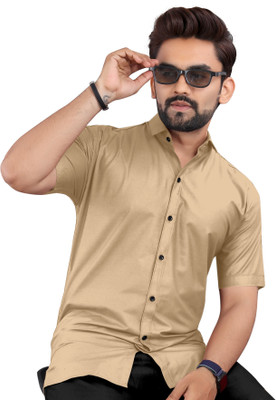 DUBAIFASHION Men Solid Casual Beige Shirt