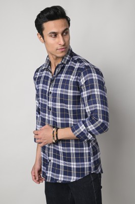 Tanip Men Checkered Casual Blue Shirt