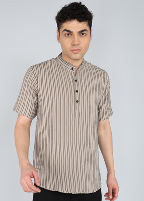 Paralians Men Solid Casual Beige Shirt