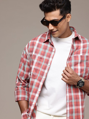 WROGN Men Checkered Casual Red Shirt