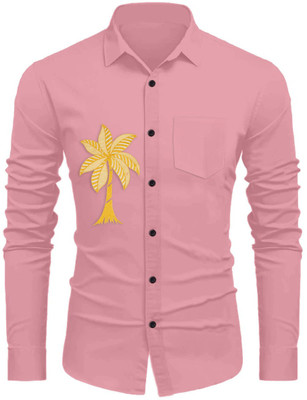 Sanskruti Men Embroidered Casual Pink Shirt