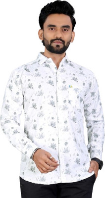 ISUEL FAB Men Printed Formal White Shirt