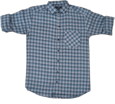 MODI DILIP Men Checkered, Color Block Casual Light Blue Shirt
