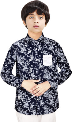 MADE IN THE SHADE Boys Self Design Casual Blue, White Shirt
