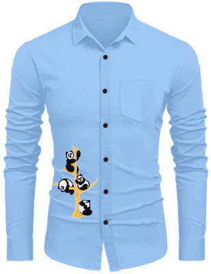 Sanskruti Men Graphic Print Casual Blue Shirt