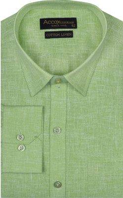 ACCOX Men Self Design Formal Dark Green Shirt