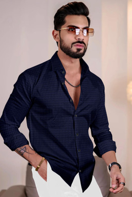 JD EVENTS MANAGEMENT Men Solid Casual Dark Blue Shirt