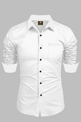 JessNX Men Solid Casual White Shirt