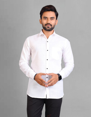 UWR Men Solid Casual White Shirt