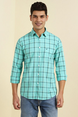Allen Solly Men Checkered Casual Light Blue Shirt