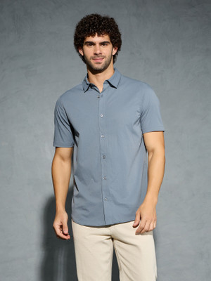 TECHNOSPORT Men Solid Casual Grey Shirt