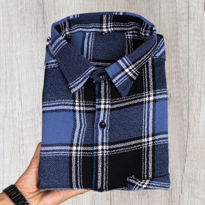HEJAMAA CREATION Men Checkered Casual Blue Shirt