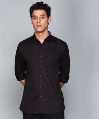 Kenneth Cole Men Solid Casual Black Shirt