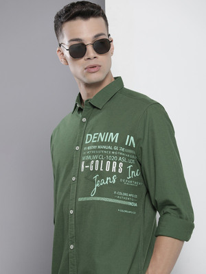 The Indian Garage Co. Men Printed Casual Green Shirt