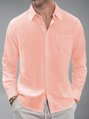 BHUVIKOO Men Solid Casual Pink Shirt
