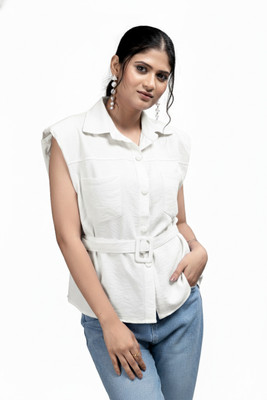 MADBORN CREATION Women Solid Casual White Shirt