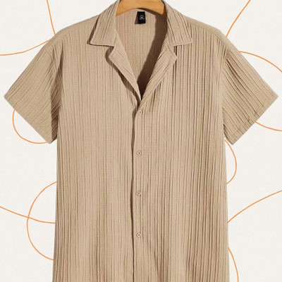 dadatrading Men Printed Casual Cream Shirt