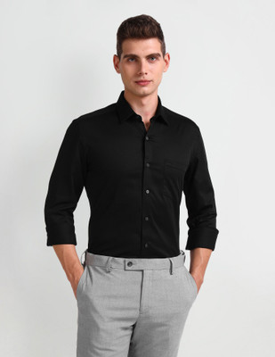 ARROW Men Self Design Formal Black Shirt
