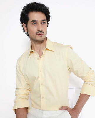 RARE RABBIT Men Solid Casual Yellow Shirt