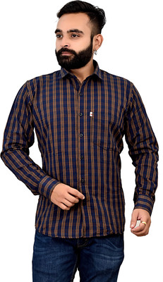 Shreyash Textiles Fab Men Solid Casual Brown, Blue Shirt