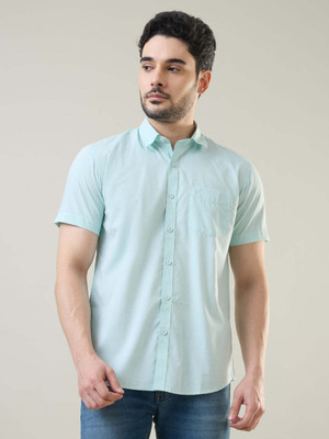Tim Paris Men Solid Casual Light Green Shirt
