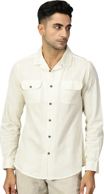 THOMAS SCOTT Men Solid Casual Cream Shirt